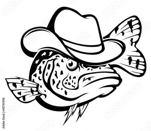 Black crappie with hat