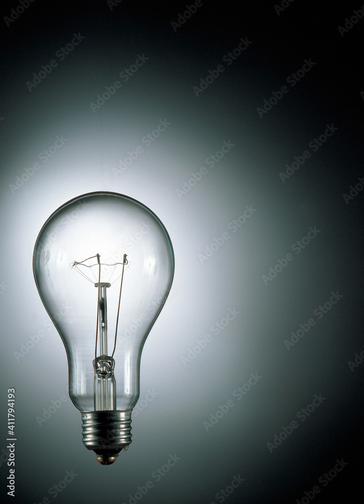 light bulb on black background