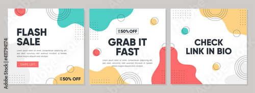 Sale square banner template for social media posts, mobile apps, banners design, web or internet ads. Trendy abstract square template with colorful concept.