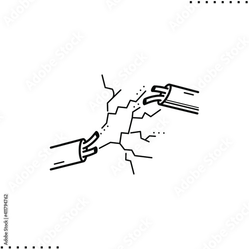 Electricity,  cable break,  power transmission vector icon in outlines