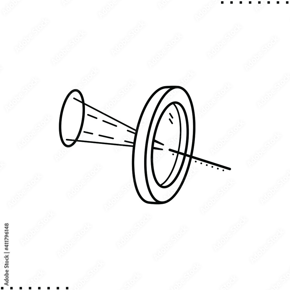Laser, focusing lens vector icon in outlines
