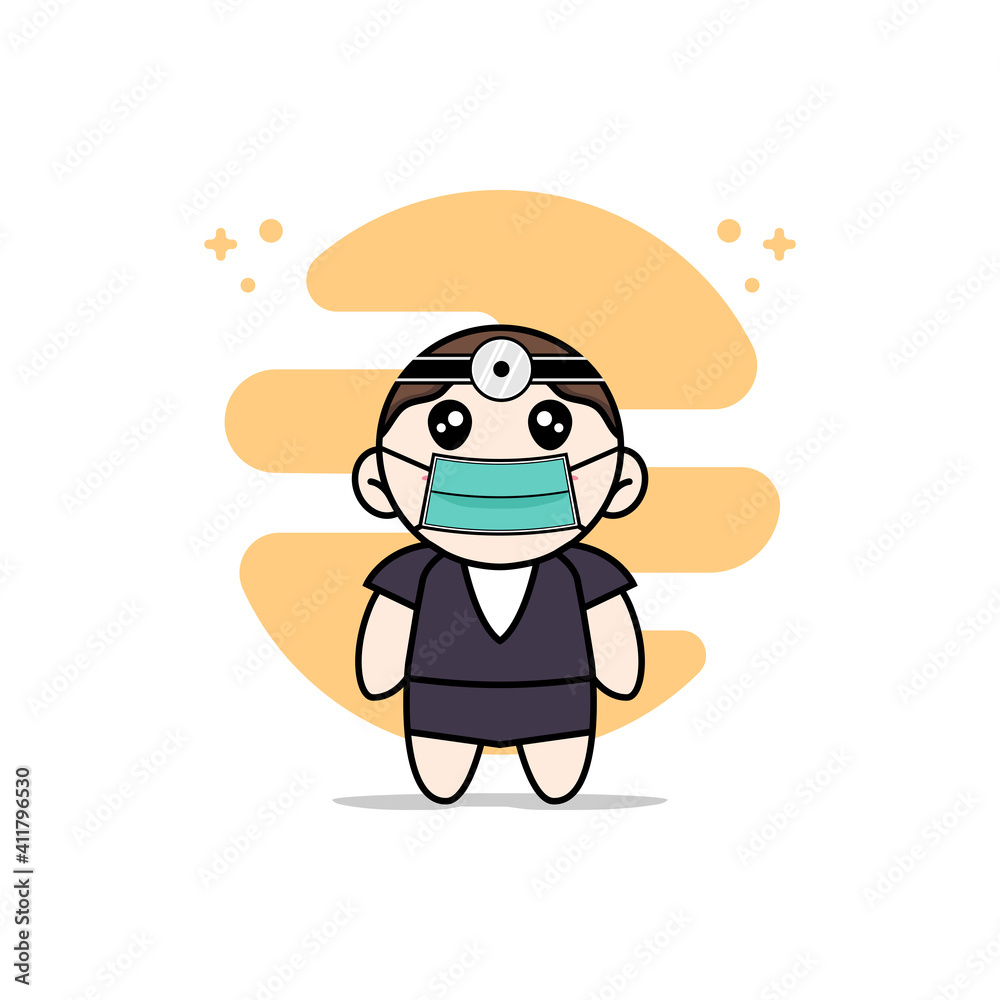 Cute business woman character wearing doctor costume. Cute business woman character wearing doctor costume.