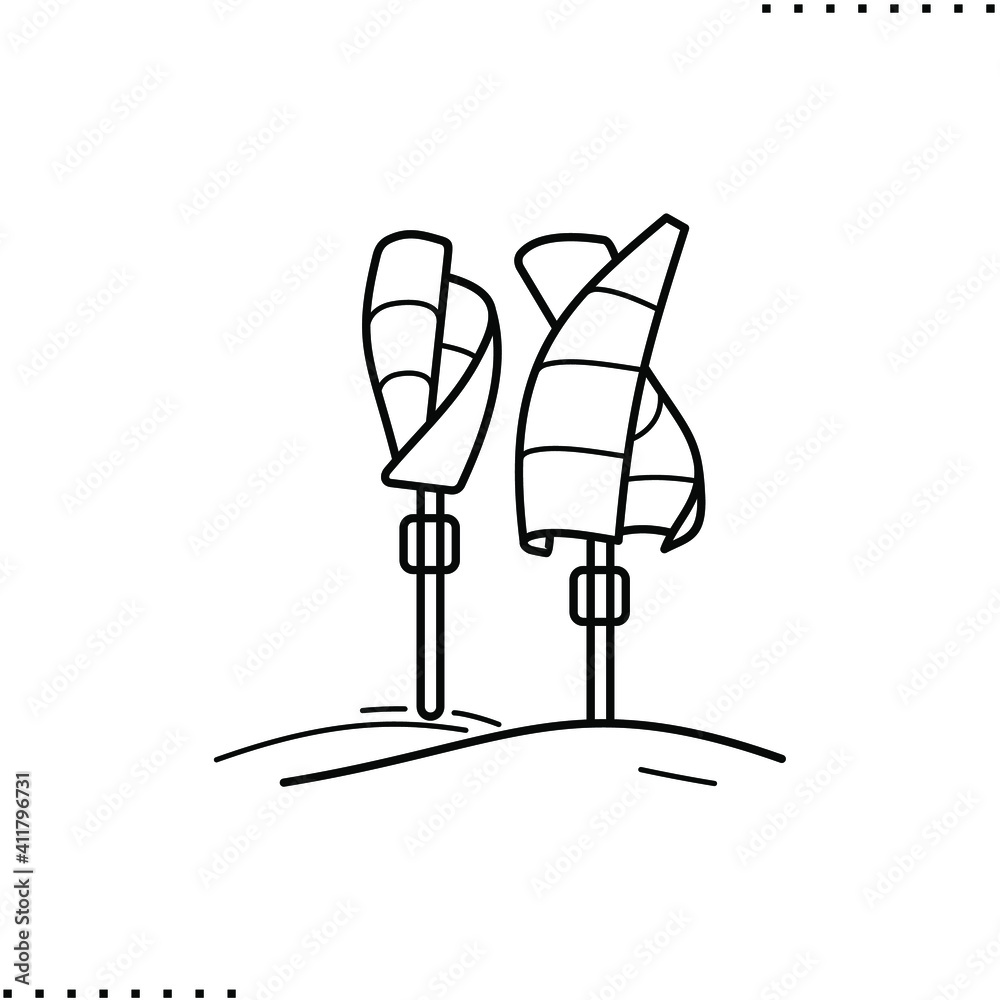 Wind microgrid, clean energy production, windmill vector icon in outlines