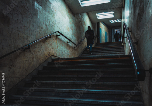 Canvas Print architecture and people in the underground passageway