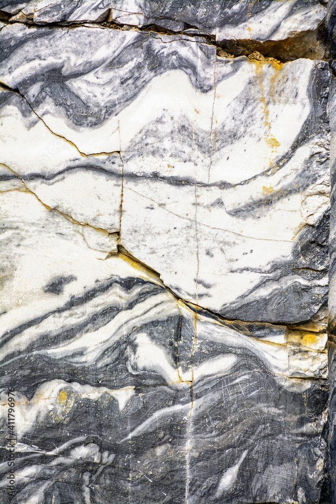 Various types of marble in an abandoned quarry in Ruskeala.