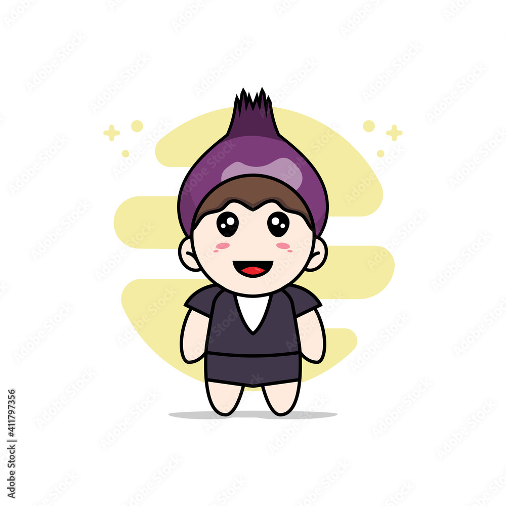 Cute business woman character wearing onion costume. Cute business woman character wearing onion costume.