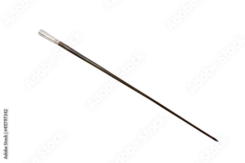 Vintage walking stick or cane isolated on a white background