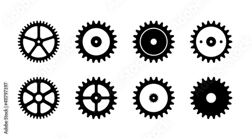 Machine gear, cogwheel vector icon illustration set
