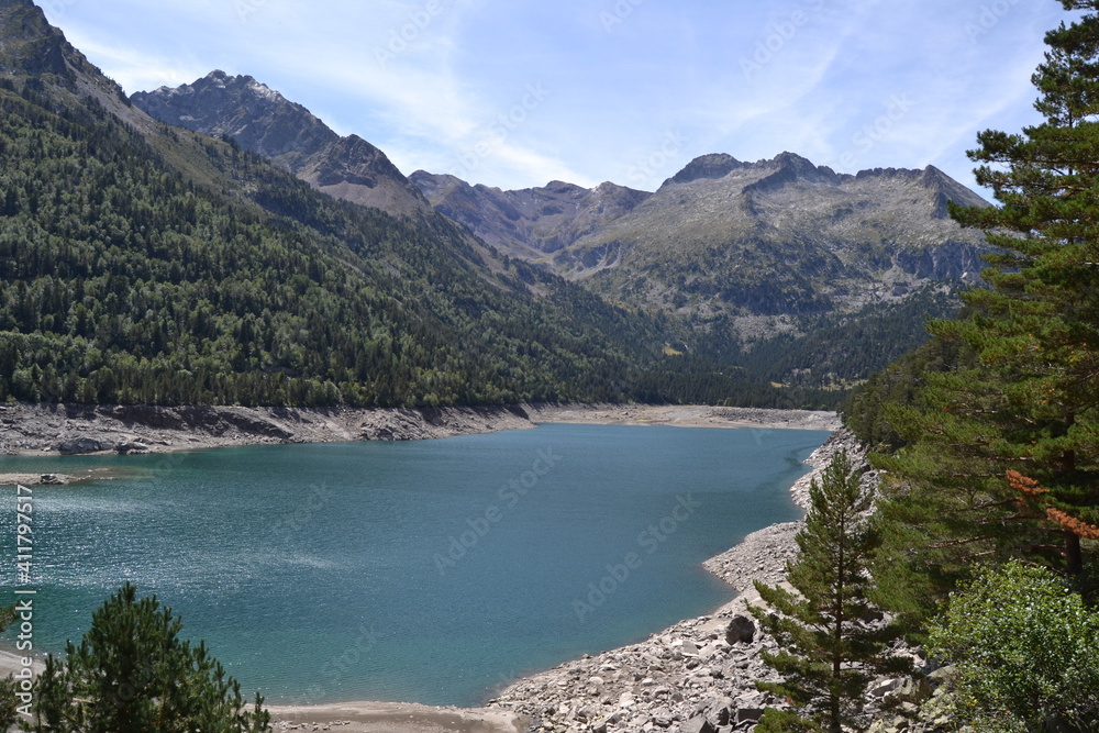 Panorámica del Lac d'Aubert,Valle de Aure - Néouvielle - Cap de Long,  Aragnouet,Altos Pirineos,Francia.