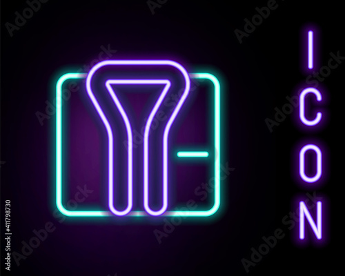 Glowing neon line Bathrobe icon isolated on black background. Colorful outline concept. Vector.