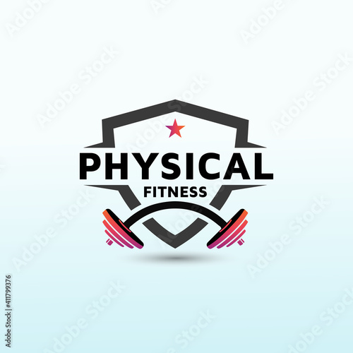 personal training and nutrition Fitness logo design. Dumbbell icon Vector logo design template.