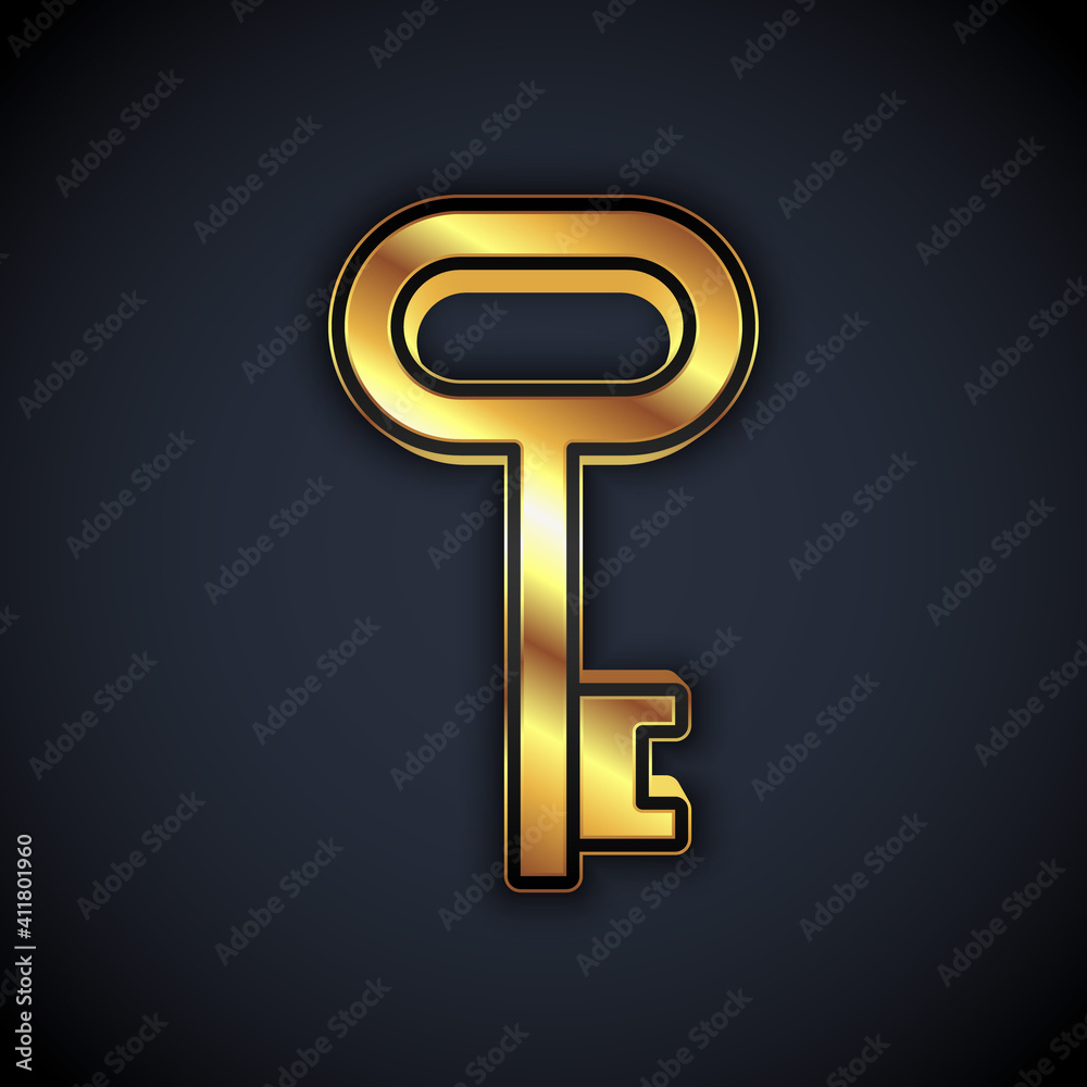 Gold House key icon isolated on black background. Vector. Gold House key icon isolated on black background. Vector.