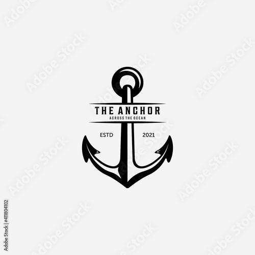 Obraz na płótnie The Anchor Ship Logo Vector Vintage, Illustration Design of Sailor and Adventure