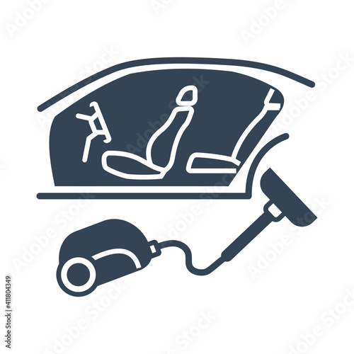 Vector black icon car service, maintenance, interior cleaning