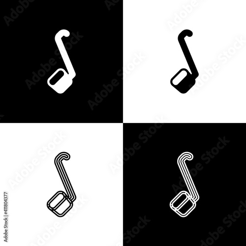 Set Sauna ladle icon isolated on black and white background. Vector.