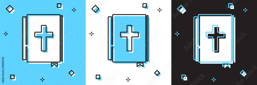 Set Holy bible book icon isolated on blue and white, black background. Vector. Set Holy bible book icon isolated on blue and white, black background. Vector.