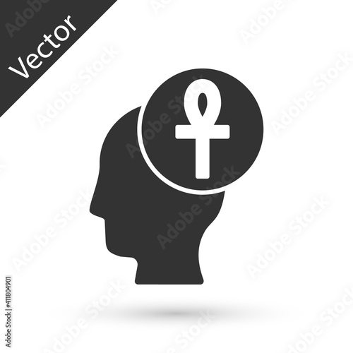 Grey Cross ankh icon isolated on white background. Vector.