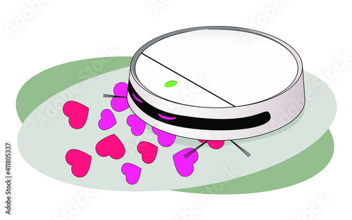 robot vacuum cleaner removes hearts