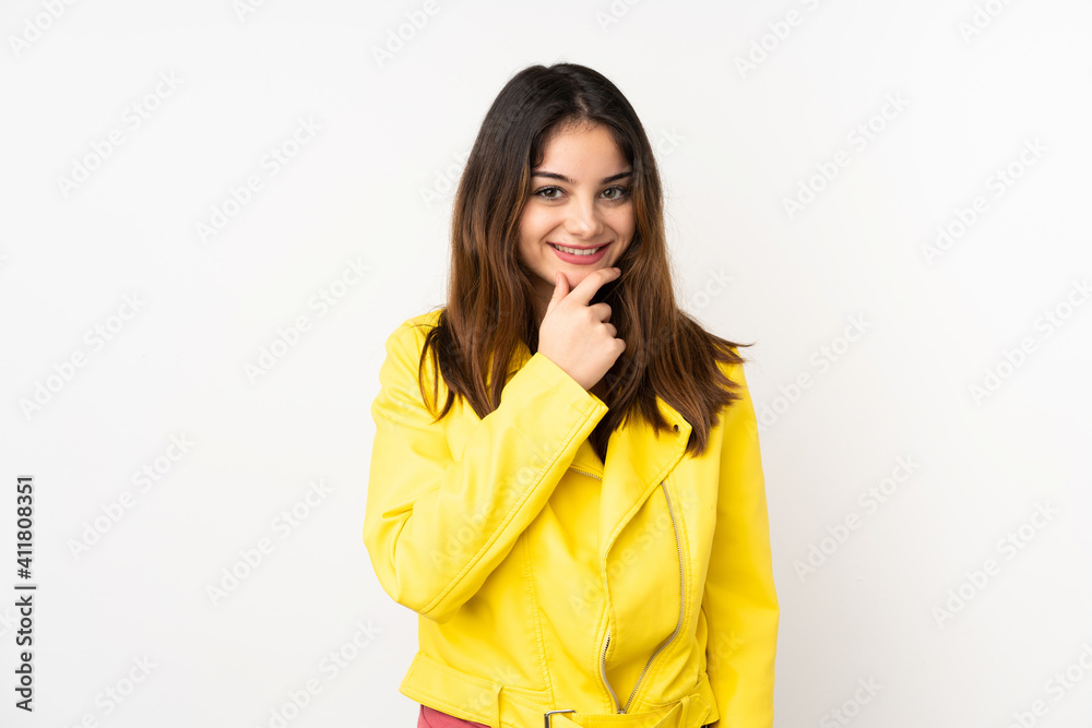 Young caucasian woman isolated on white background smiling Young caucasian woman isolated on white background smiling