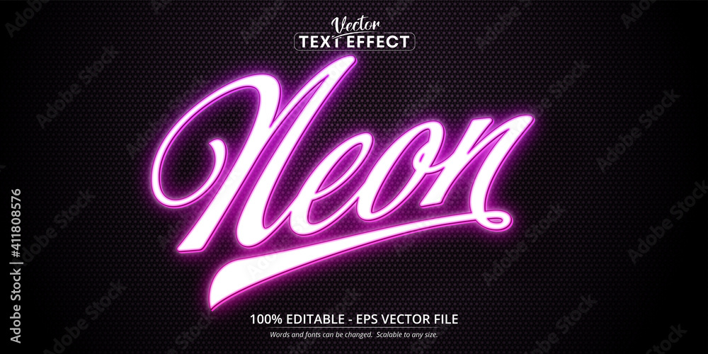 Neon text, neon style editable text effect