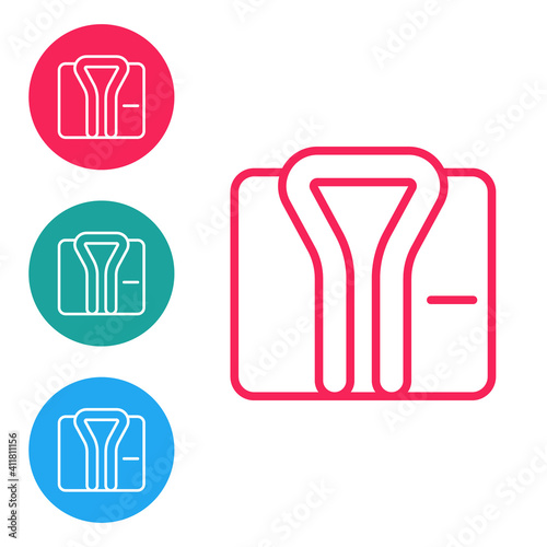 Red line Bathrobe icon isolated on white background. Set icons in circle buttons. Vector.