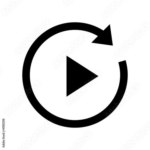 Play video icon. Return vector button with arrow isolated on white background. Vector illustration EPS10.