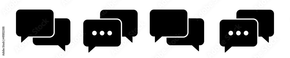 Chat message icon. Blank line message bubble box. Communication, dialog, feedback vector symbols isolated on white background. Vector illustration. Chat message icon. Blank line message bubble box. Communication, dialog, feedback vector symbols isolated on white background. Vector illustration.