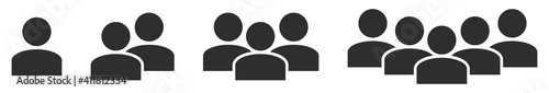 People icons set. Grouping people in flat style. Team communication icon symbol. Isolated vector illustration.
