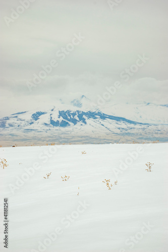 snow covered mountains in winter © vardan
