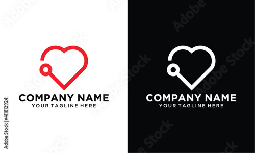 Letter tech love symbol logo icon design template elements