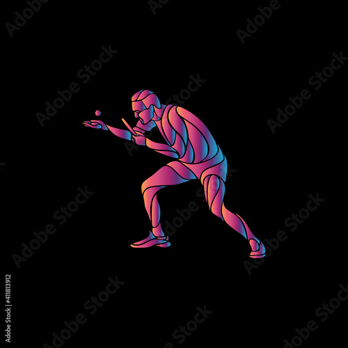 Table tennis sport. Ping pong abstract colorful player vector
