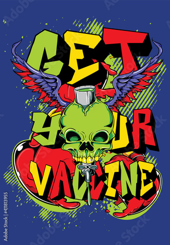 Get your vaccine illustration . The text can be replace also the background .