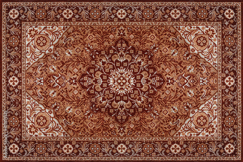 Old Brown Persian Carpet Texture, abstract ornament photo