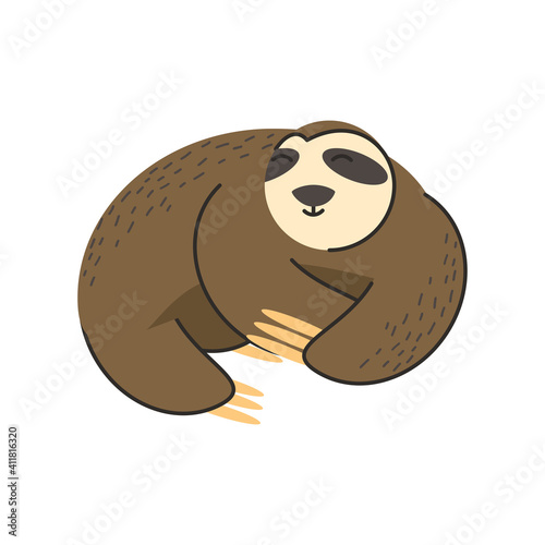 cute sloth jungle animal in cartoon abstract design