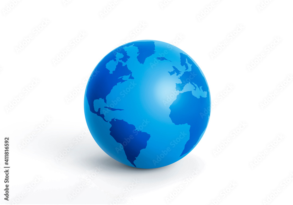 Earth globe icons. 3D render isolated on white background