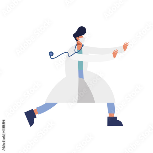 male doctor wearing medical mask with stethoscope