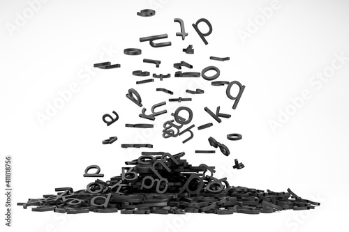 Obraz na plátně 3-dimensional letters randomly placed on a white background