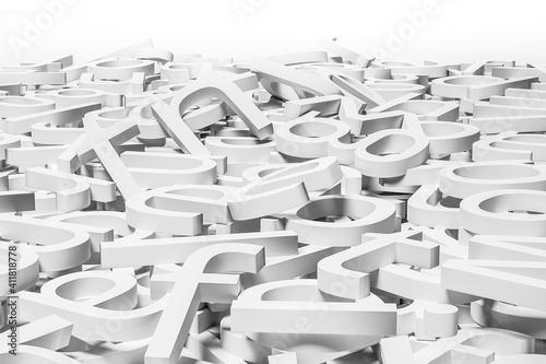 Bilde på lerret 3-dimensional letters randomly placed on a white background