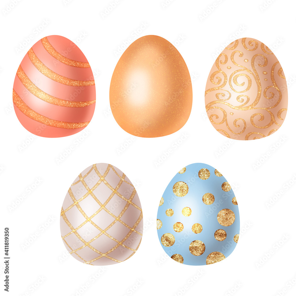 Easter eggs. Decorative set on white background Easter eggs. Decorative set on white background