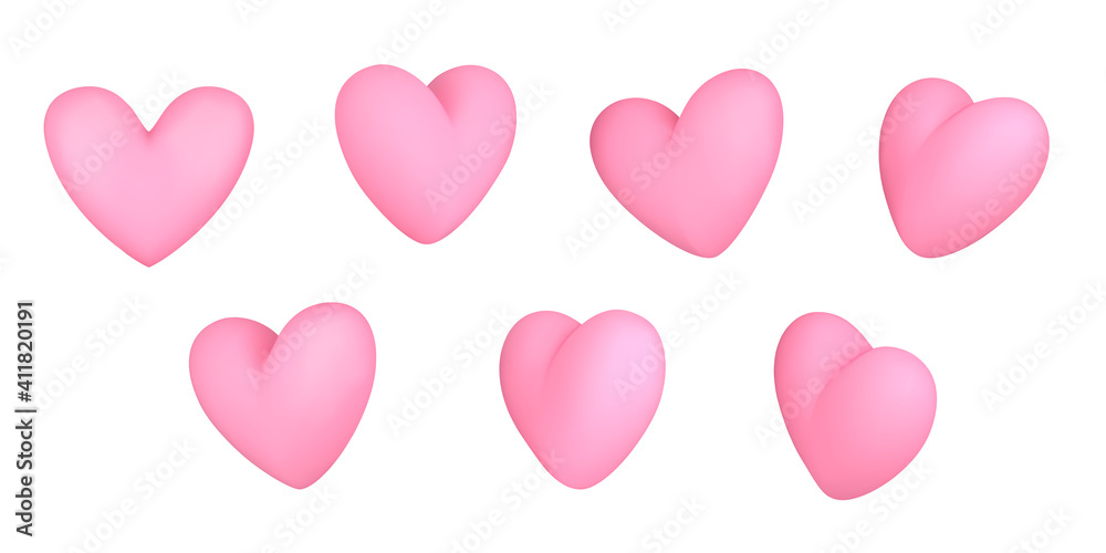 Heart from different angles. Pink hearts, vector decoration.
EPS 10.