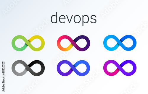 Obraz na płótnie DevOps icon. software development - Dev and IT operations - Ops . loop eight logo for software technology companies. vector gradient icon illustration w salonie