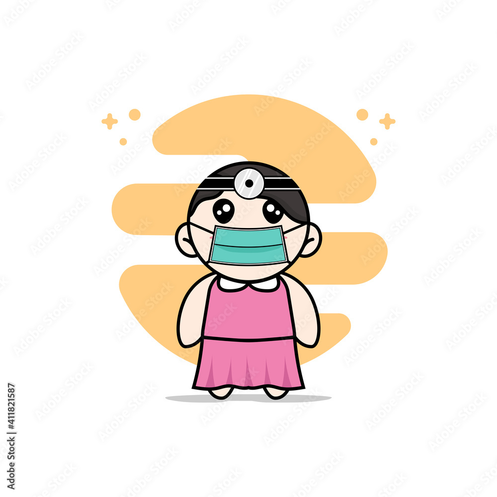 Cute girl character wearing doctor costume. Cute girl character wearing doctor costume.