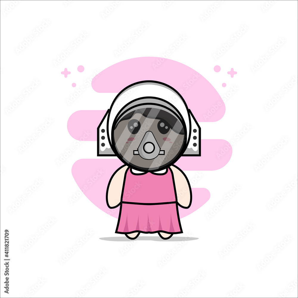 Cute girl character wearing astronaut costume. Cute girl character wearing astronaut costume.