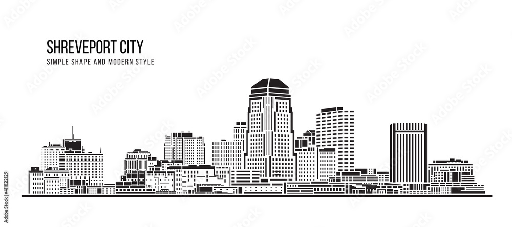 Cityscape Building Abstract Simple shape and modern style art Vector design -  Shreveport city