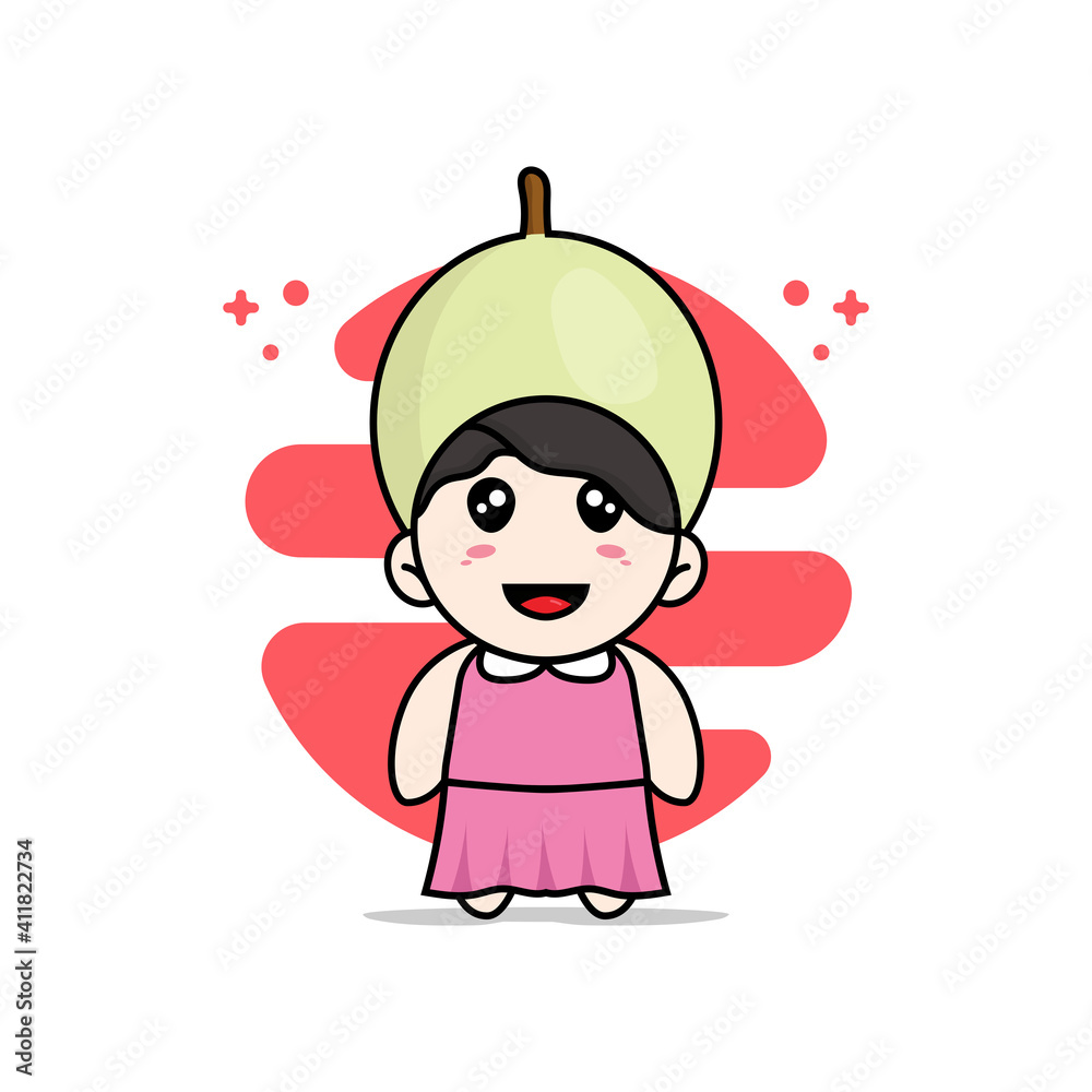 Cute girl character wearing honeydew costume.