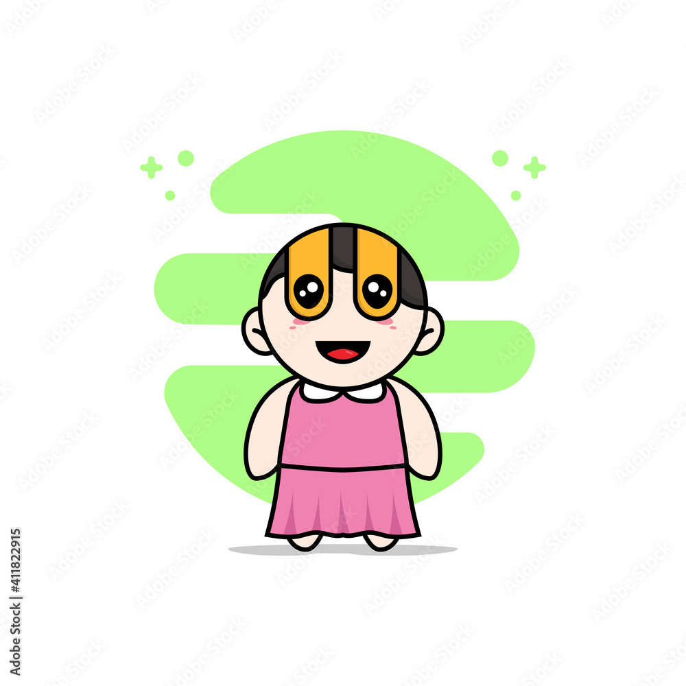 Cute girl character wearing superhero costume. Cute girl character wearing superhero costume.