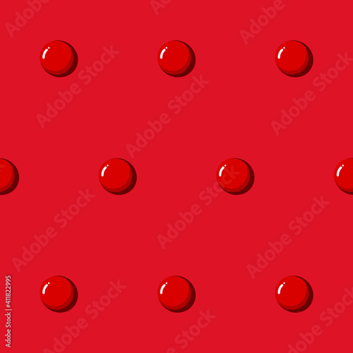 Seamless pattern, red buttons on red background, vector