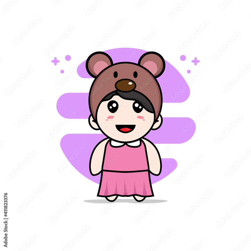 Cute girl character wearing mouses costume. Cute girl character wearing mouses costume.