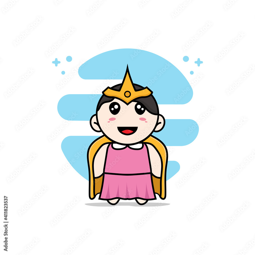 Cute girl character wearing superhero costume.