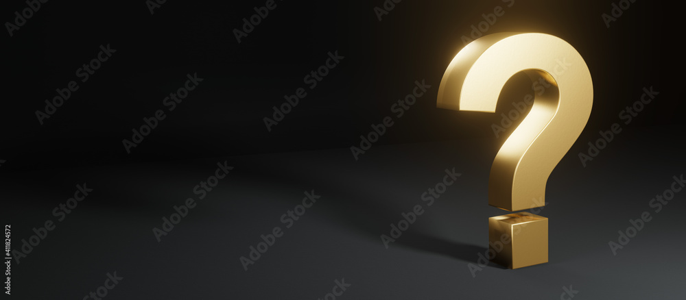 Gold Question Mark 3D Render with Space for Text Gold Question Mark 3D Render with Space for Text